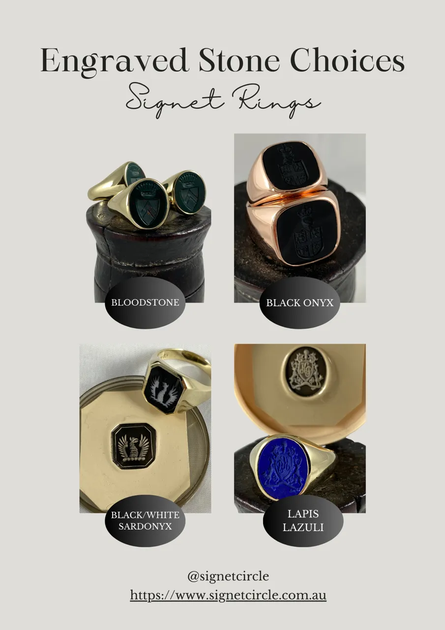 Seal Engraved Onyx Custom Made 12mm x 11mm  -  9 Carat Yellow Gold Signet Ring