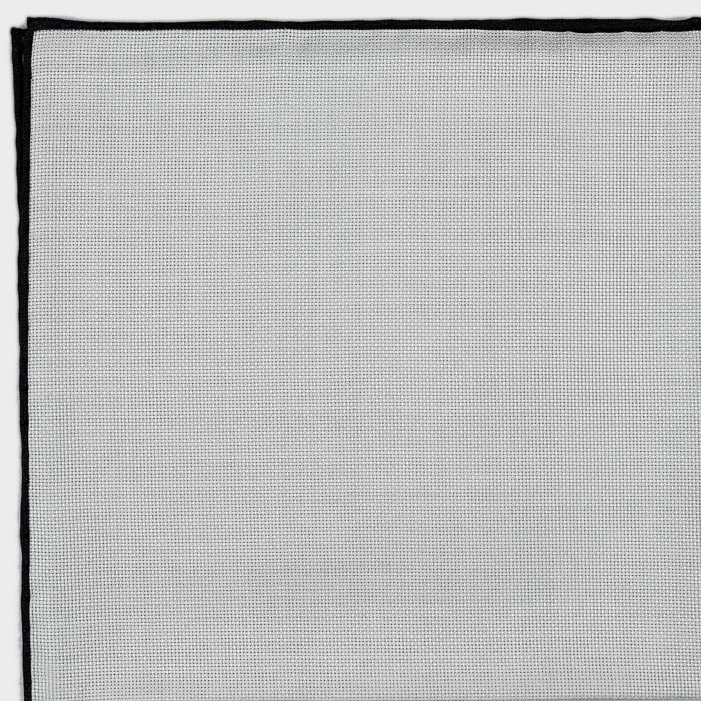 Single Colour Reversible Panama Silk Pocket Square in White & Light Grey