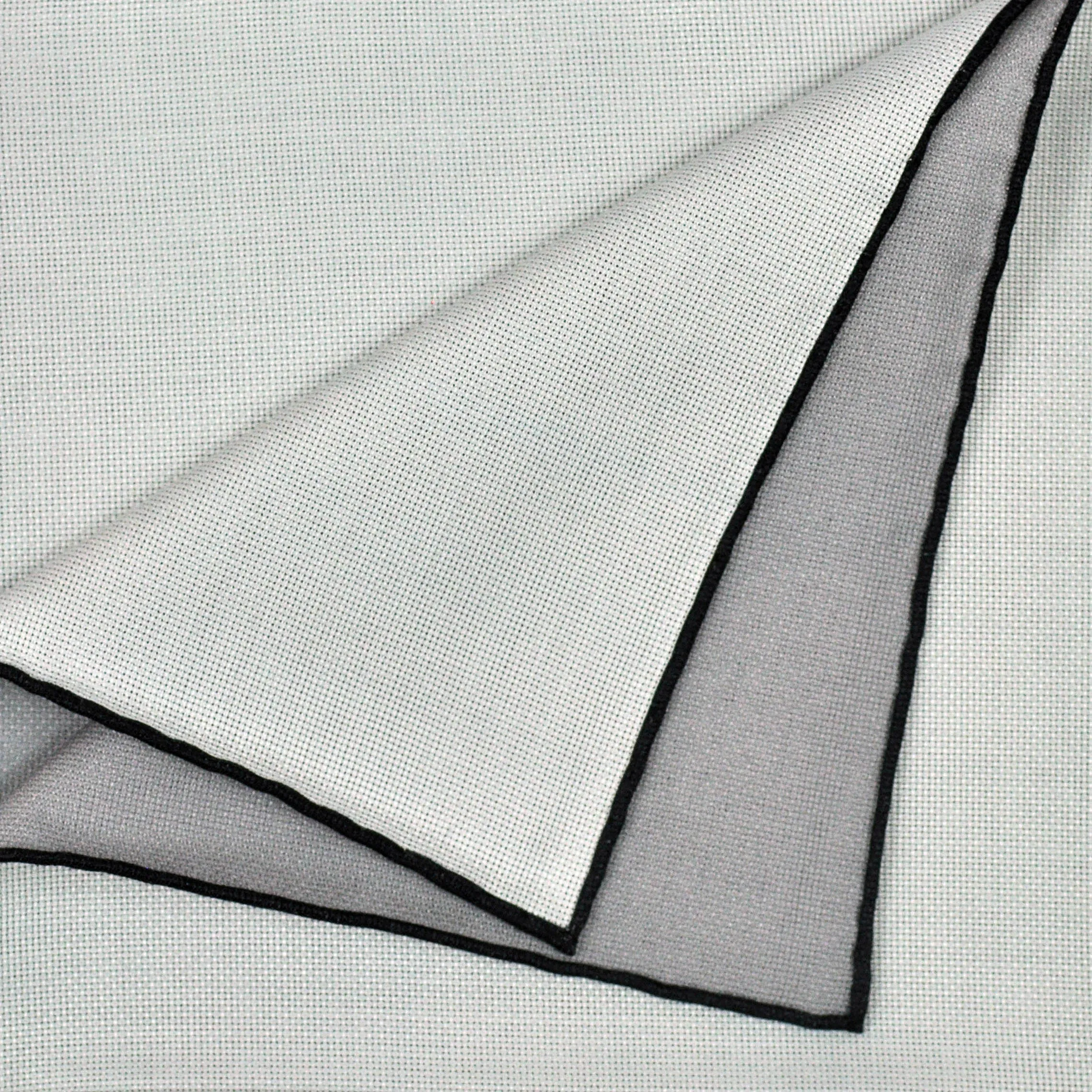 Single Colour Reversible Panama Silk Pocket Square in White & Light Grey