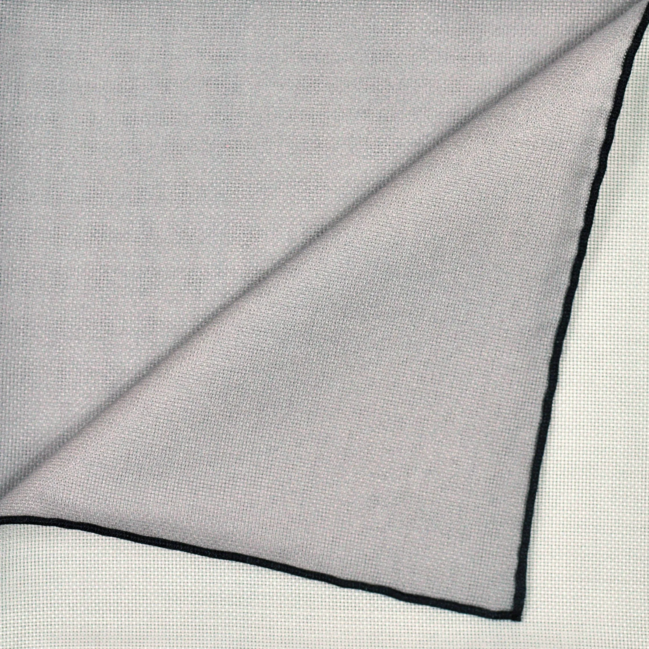 Single Colour Reversible Panama Silk Pocket Square in White & Light Grey