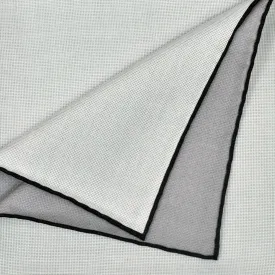 Single Colour Reversible Panama Silk Pocket Square in White & Light Grey