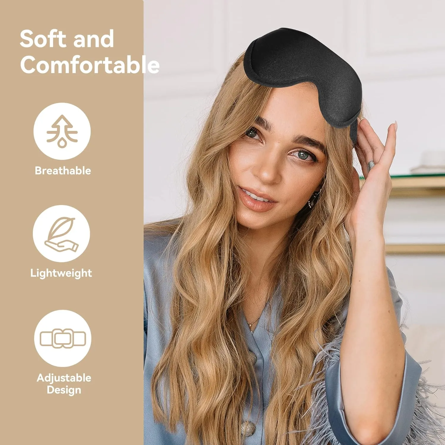 Sleep Mask for Men Women,Upgraded 3D Deep Contoured Eye Covers for Sleeping with Adjustable Strap,Block Out Light, Soft Comfort Eye Shade Cover for Travel Yoga Nap (1pcs, Black)