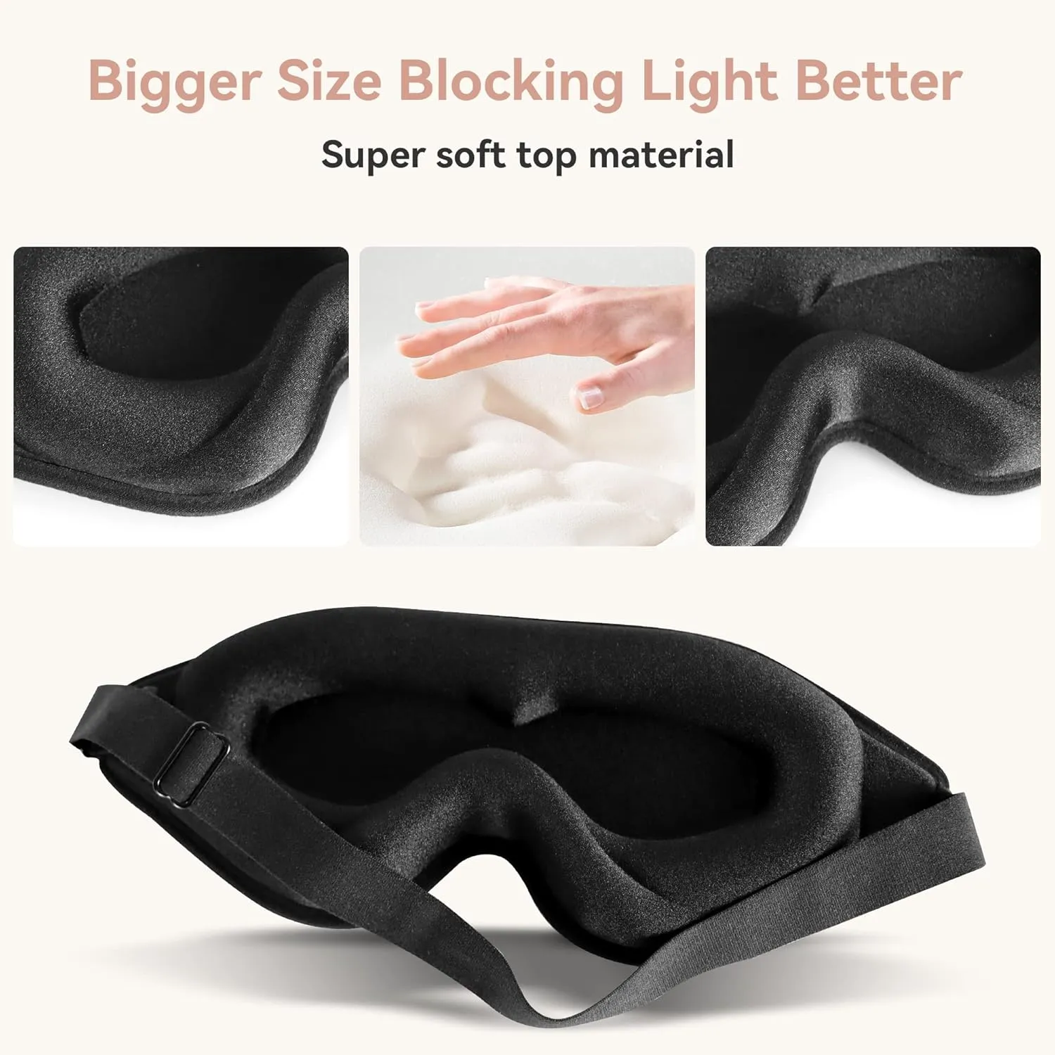 Sleep Mask for Men Women,Upgraded 3D Deep Contoured Eye Covers for Sleeping with Adjustable Strap,Block Out Light, Soft Comfort Eye Shade Cover for Travel Yoga Nap (1pcs, Black)