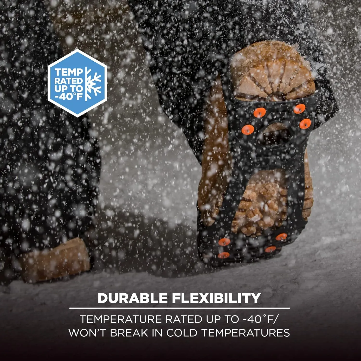 Slip-On Ice Traction Cleats with 8 Tungsten Carbide Studs for Superior Grip, Ergodyne TREX 6300TC