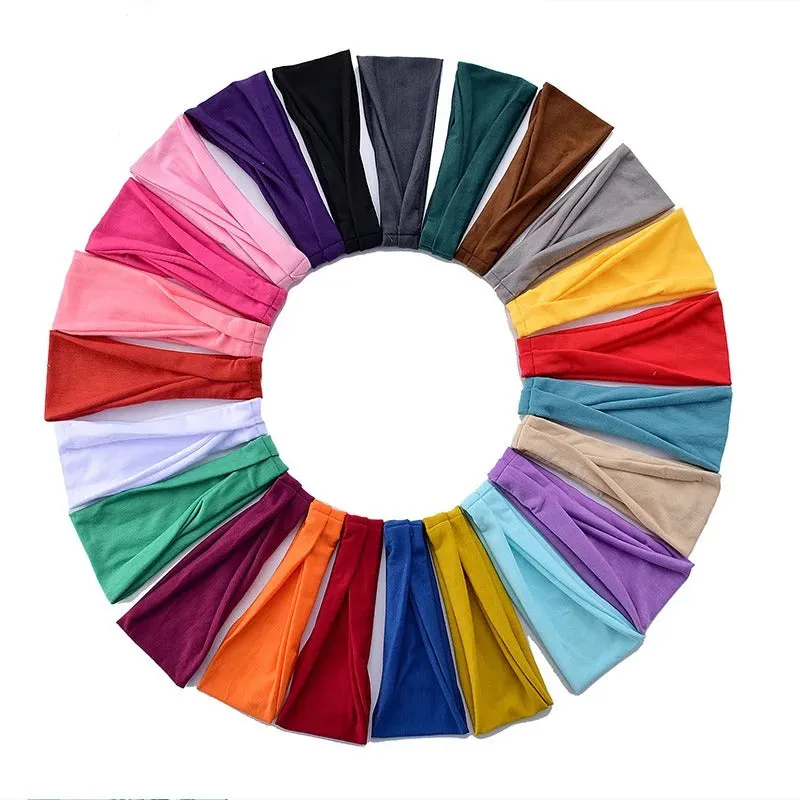 Solid Color Elastic Fitness Turban Headbands