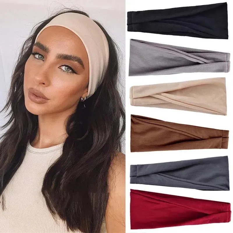 Solid Color Elastic Fitness Turban Headbands
