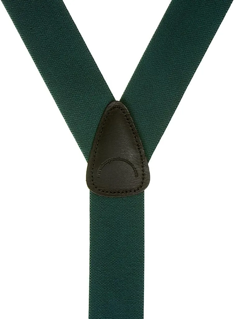 Solid Color Suspenders - 1.5-Inch Wide Elastic - Y-Back - Button - Many Colors & 4 Sizes Including Big & Tall