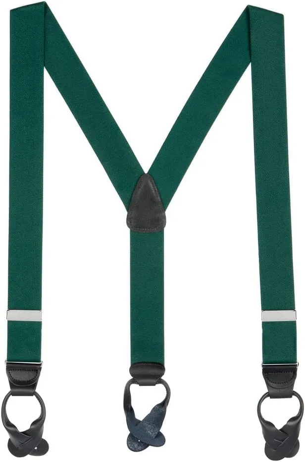 Solid Color Suspenders - 1.5-Inch Wide Elastic - Y-Back - Button - Many Colors & 4 Sizes Including Big & Tall