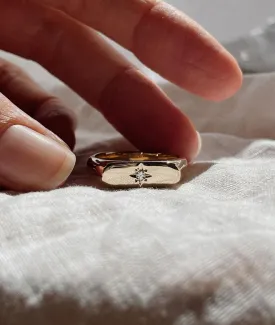Star-set Long Signet Ring