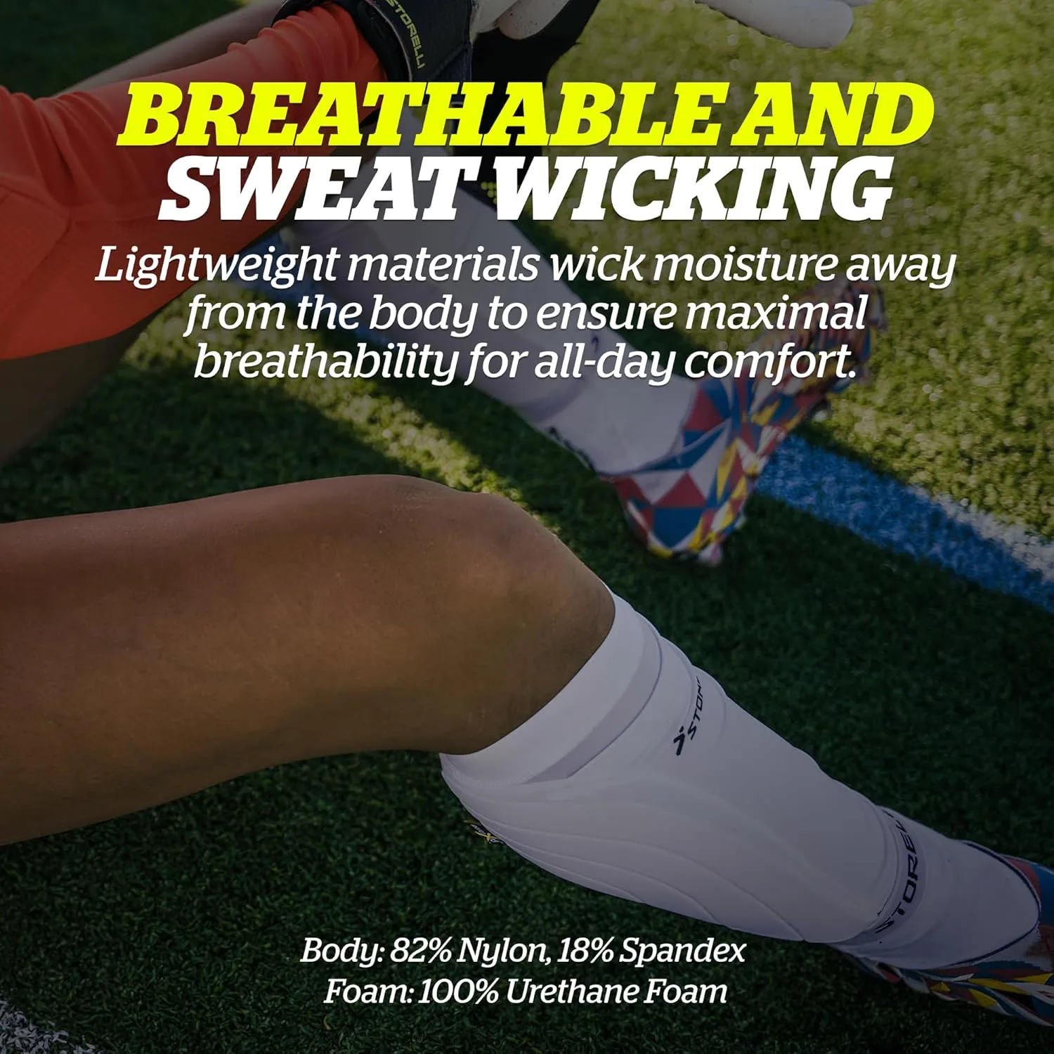 Storelli BodyShield Leg Sleeves, Compression Soccer Shin Guard Holders, Breathable, Sweat-Wicking, Impact Protection, 1 Pair