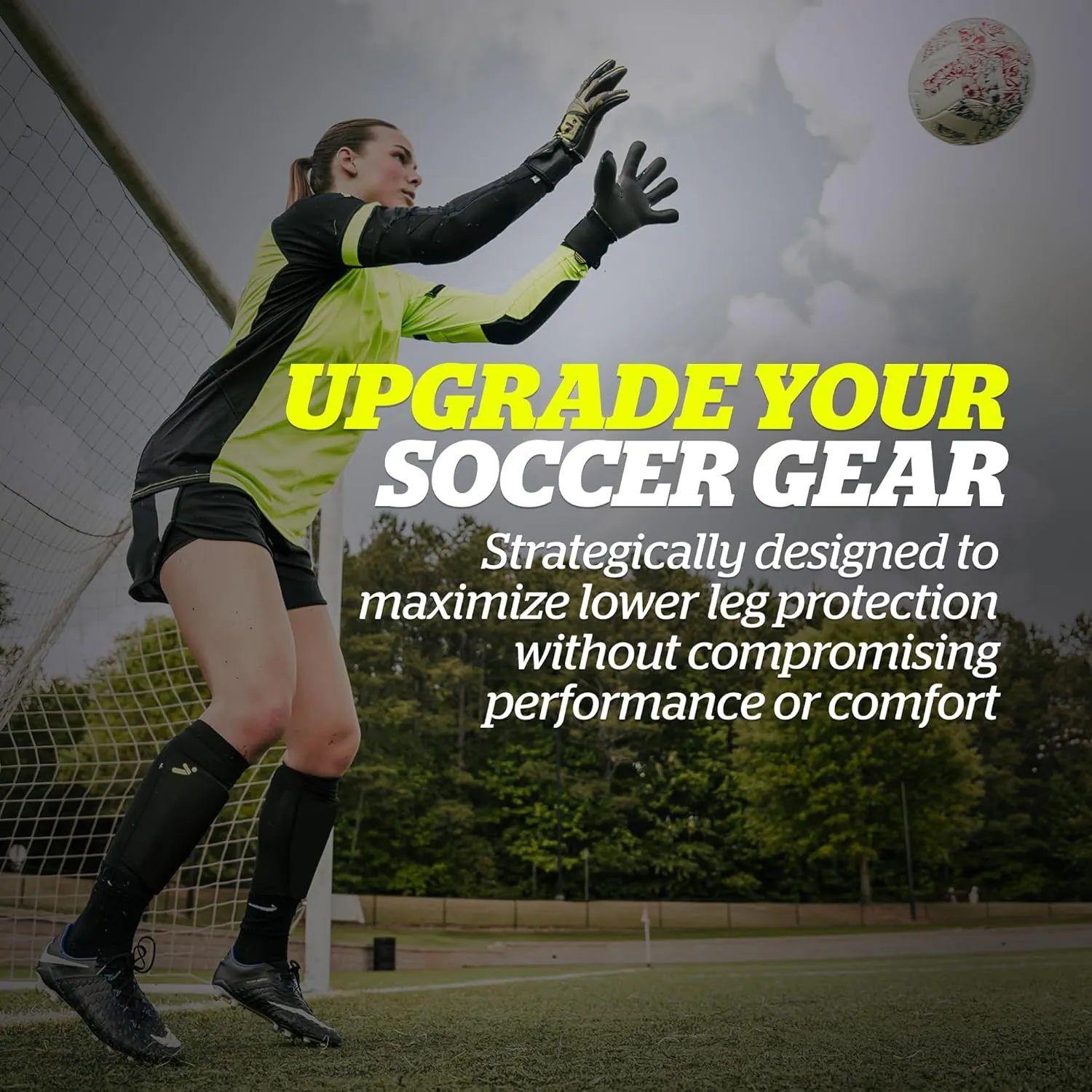 Storelli BodyShield Leg Sleeves, Compression Soccer Shin Guard Holders, Breathable, Sweat-Wicking, Impact Protection, 1 Pair