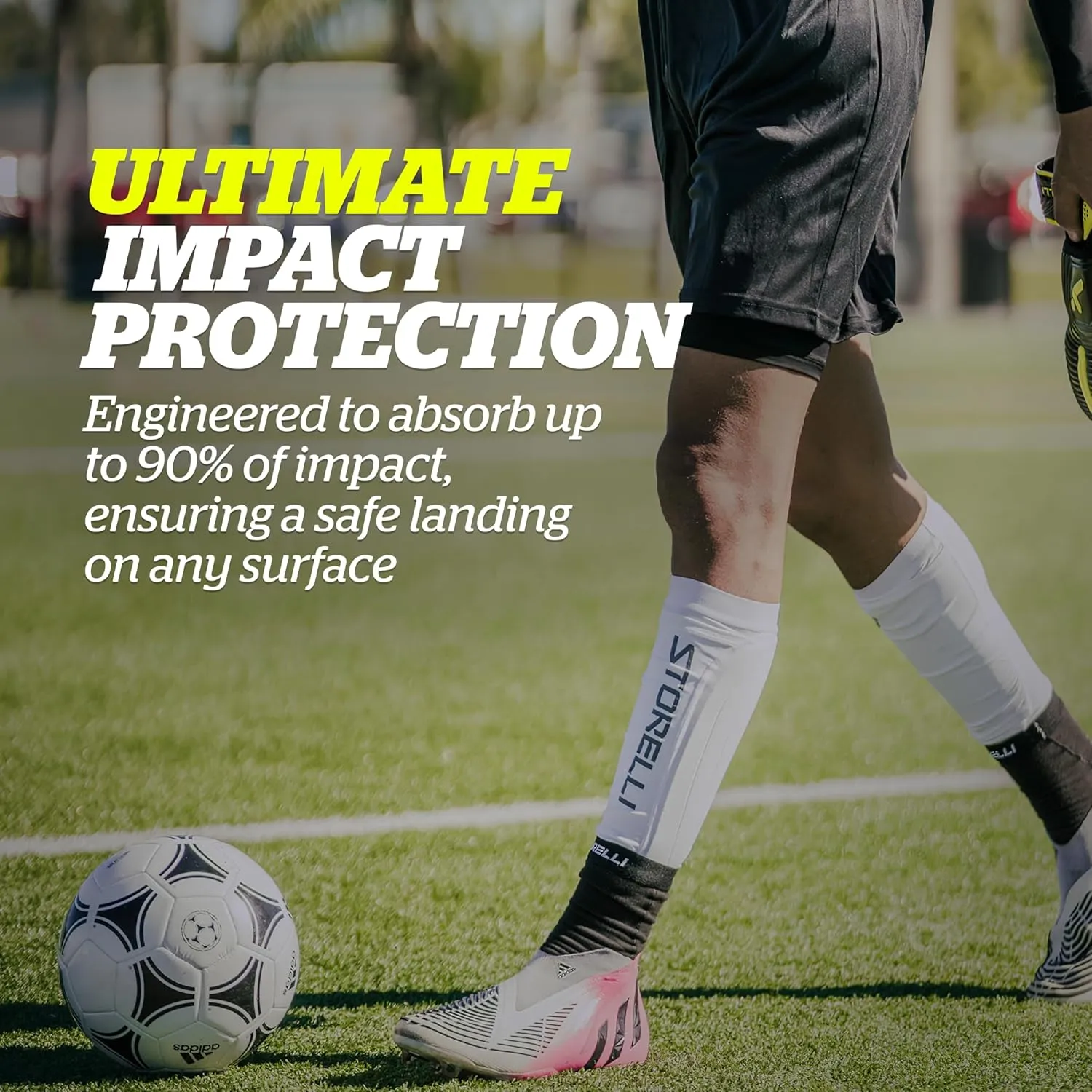 Storelli BodyShield Leg Sleeves, Compression Soccer Shin Guard Holders, Breathable, Sweat-Wicking, Impact Protection, 1 Pair