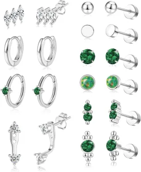 Surgical Steel Flat Back Earrings for Women Trendy,20G Flat Back Stud Earrings and Small Gold Hoop Huggies Earrings Sets for Multiple Piercing Hypoallergenic Gold Cartilage Earrings Stack Jewelry