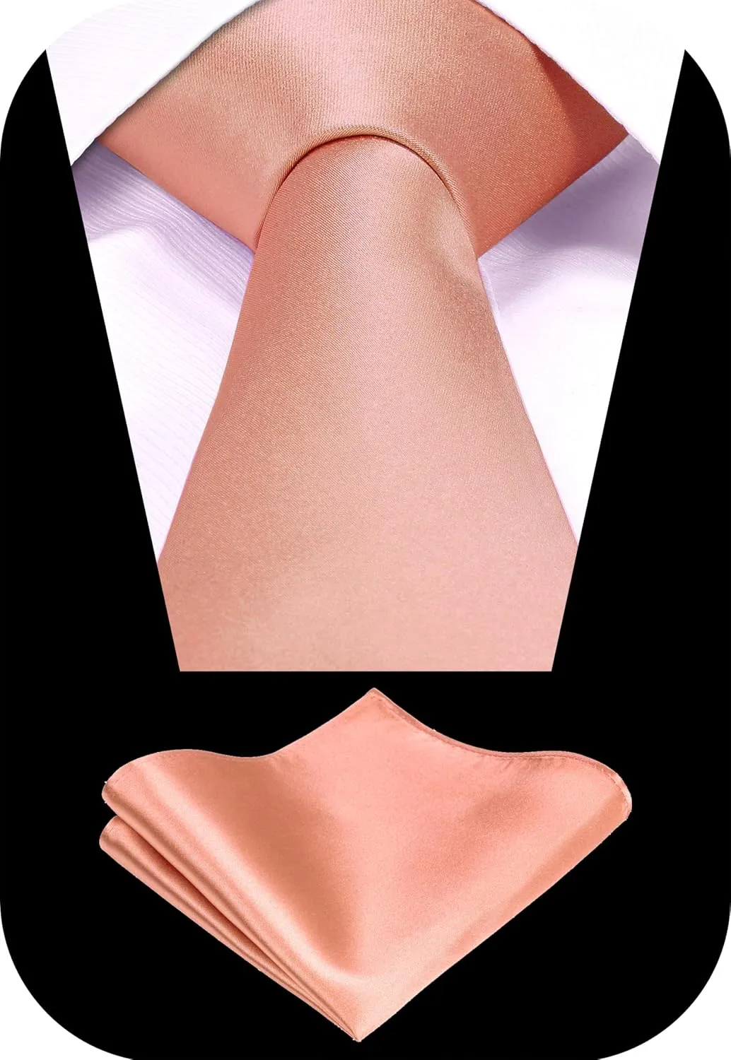 TIE G Solid Satin Woven dyed Color Formal Necktie and Pocket Square Sets in Gift Box