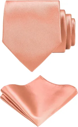 TIE G Solid Satin Woven dyed Color Formal Necktie and Pocket Square Sets in Gift Box