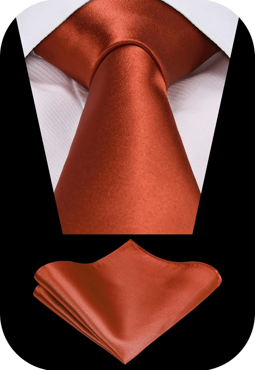 TIE G Solid Satin Woven dyed Color Formal Necktie and Pocket Square Sets in Gift Box