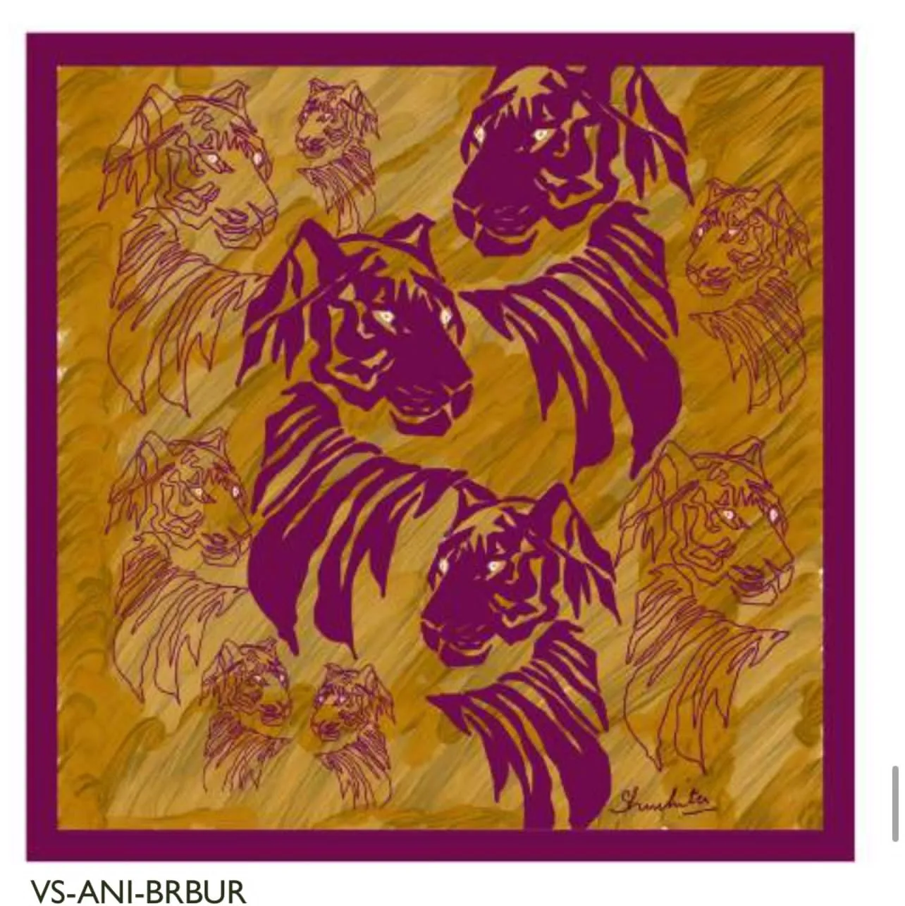 Tiger Printed Pure Silk Pocket Square