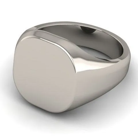 Totem Engraved 14mm x 13mm Cushion Sterling Silver Signet Ring