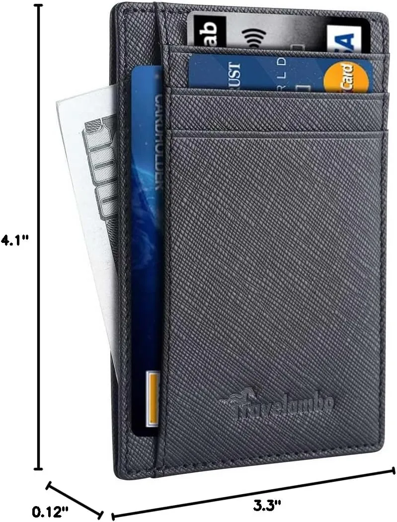 Travelambo Slim Wallet Front Pocket Minimalist Leather RFID Blocking Medium Size