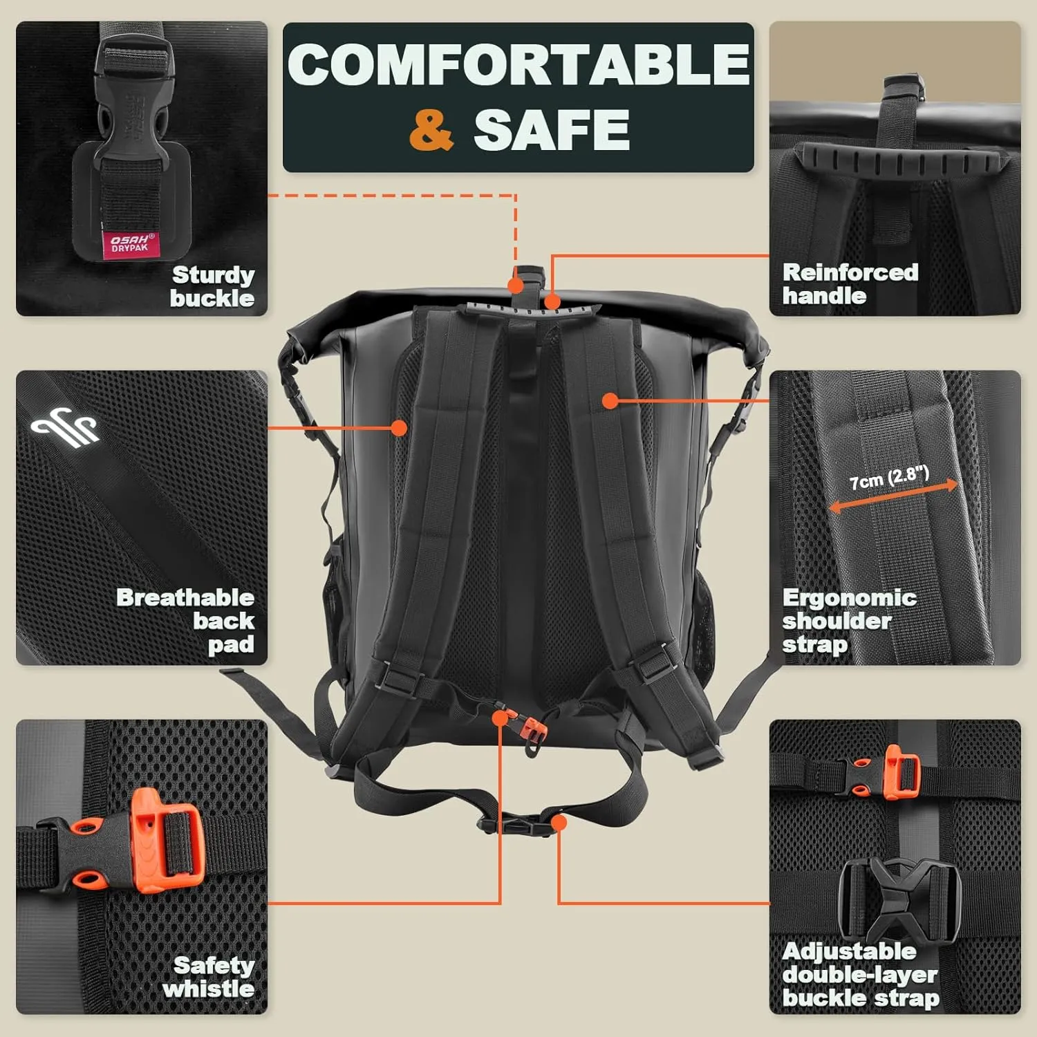 Waterproof Backpack Dry Bag 35L/55L  Heavy Duty Roll-Top Hiking Backpack for Travel, Kayaking, Boating, Camping, Rafting and Fishing
