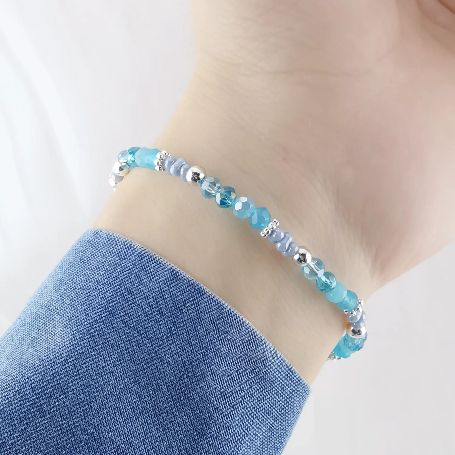 Watery Wonder Nymph Sandy Toes Blue Crystal Gemstone - Bless4Happy Handmade Bracelet