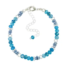 Watery Wonder Nymph Sandy Toes Blue Crystal Gemstone - Bless4Happy Handmade Bracelet