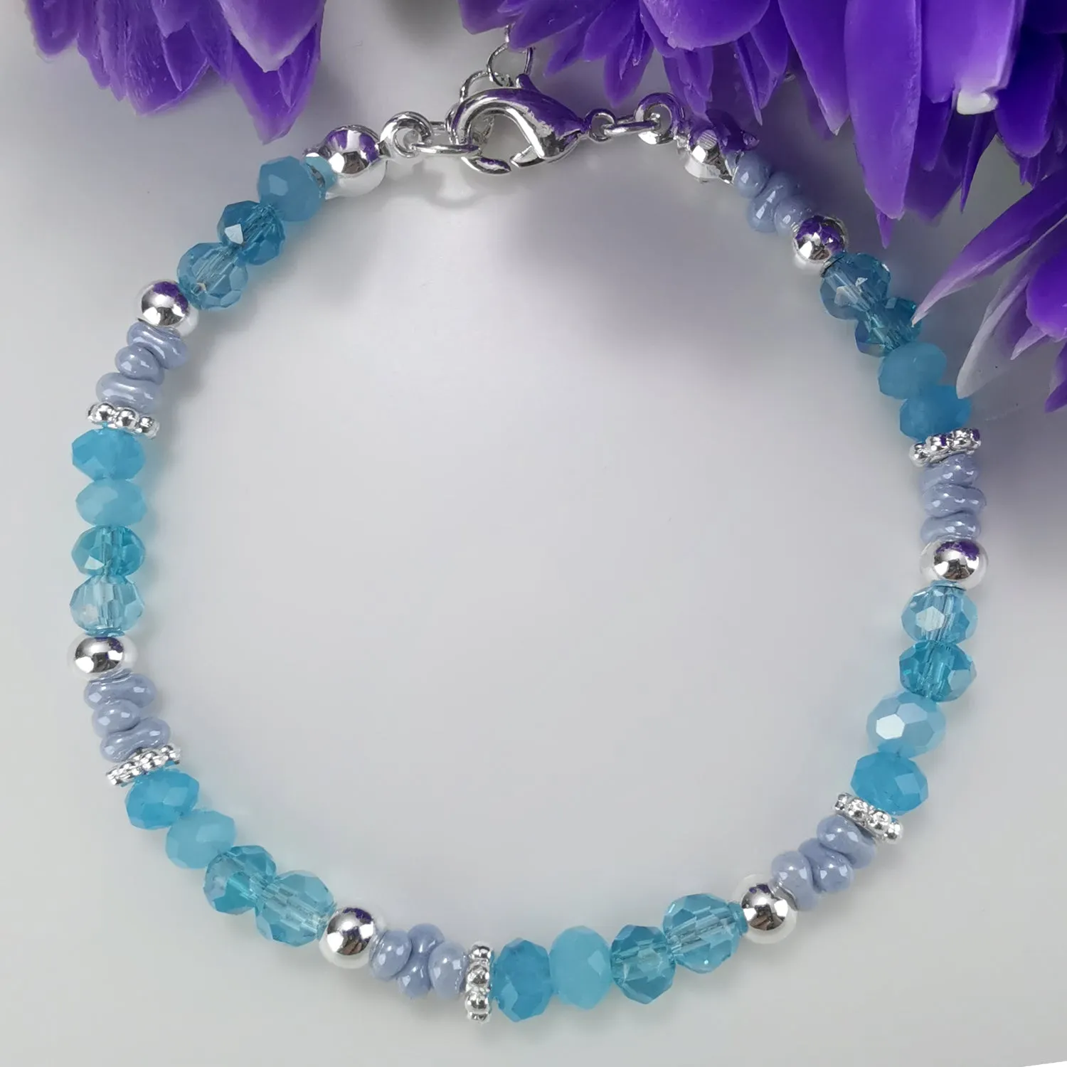 Watery Wonder Nymph Sandy Toes Blue Crystal Gemstone - Bless4Happy Handmade Bracelet