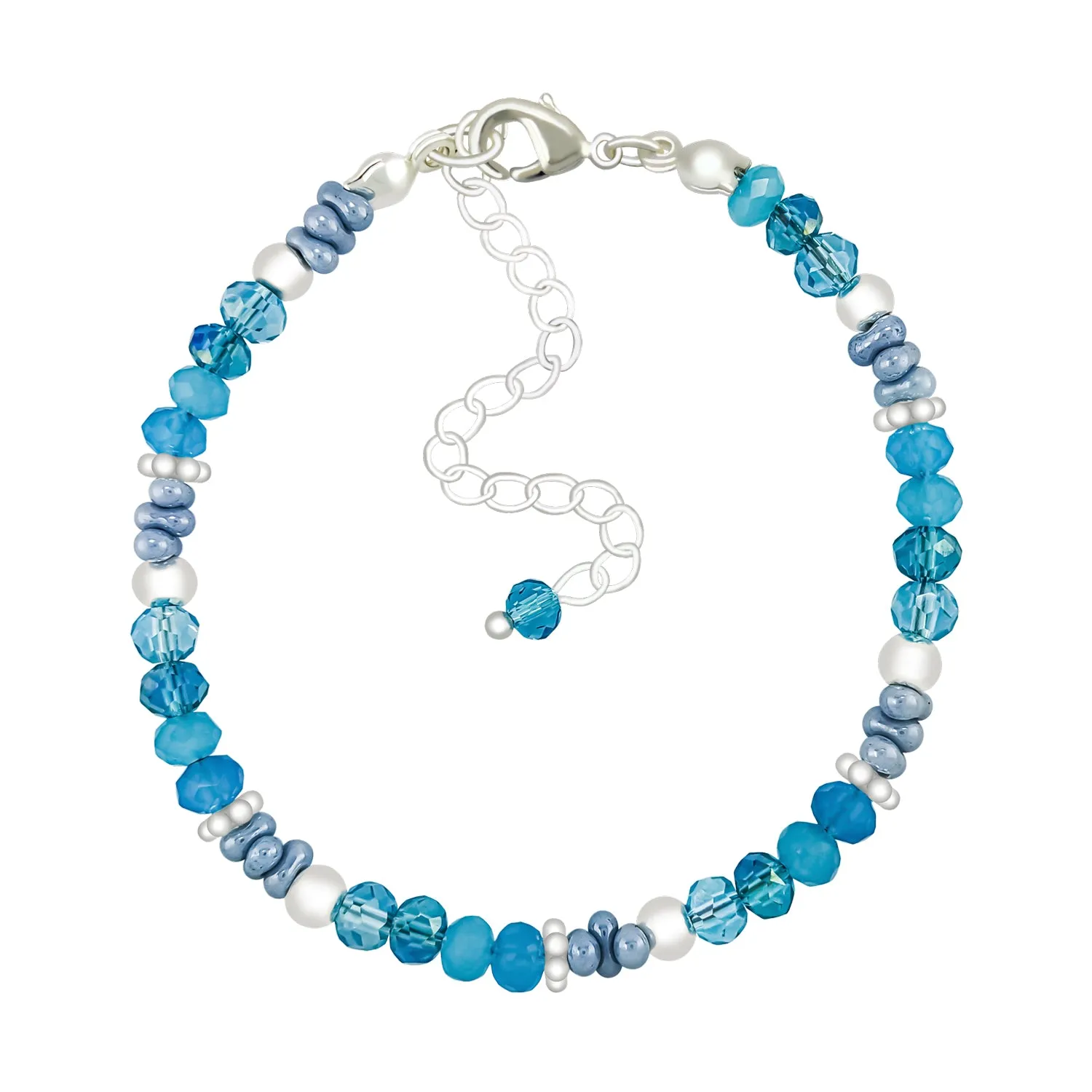 Watery Wonder Nymph Sandy Toes Blue Crystal Gemstone - Bless4Happy Handmade Bracelet