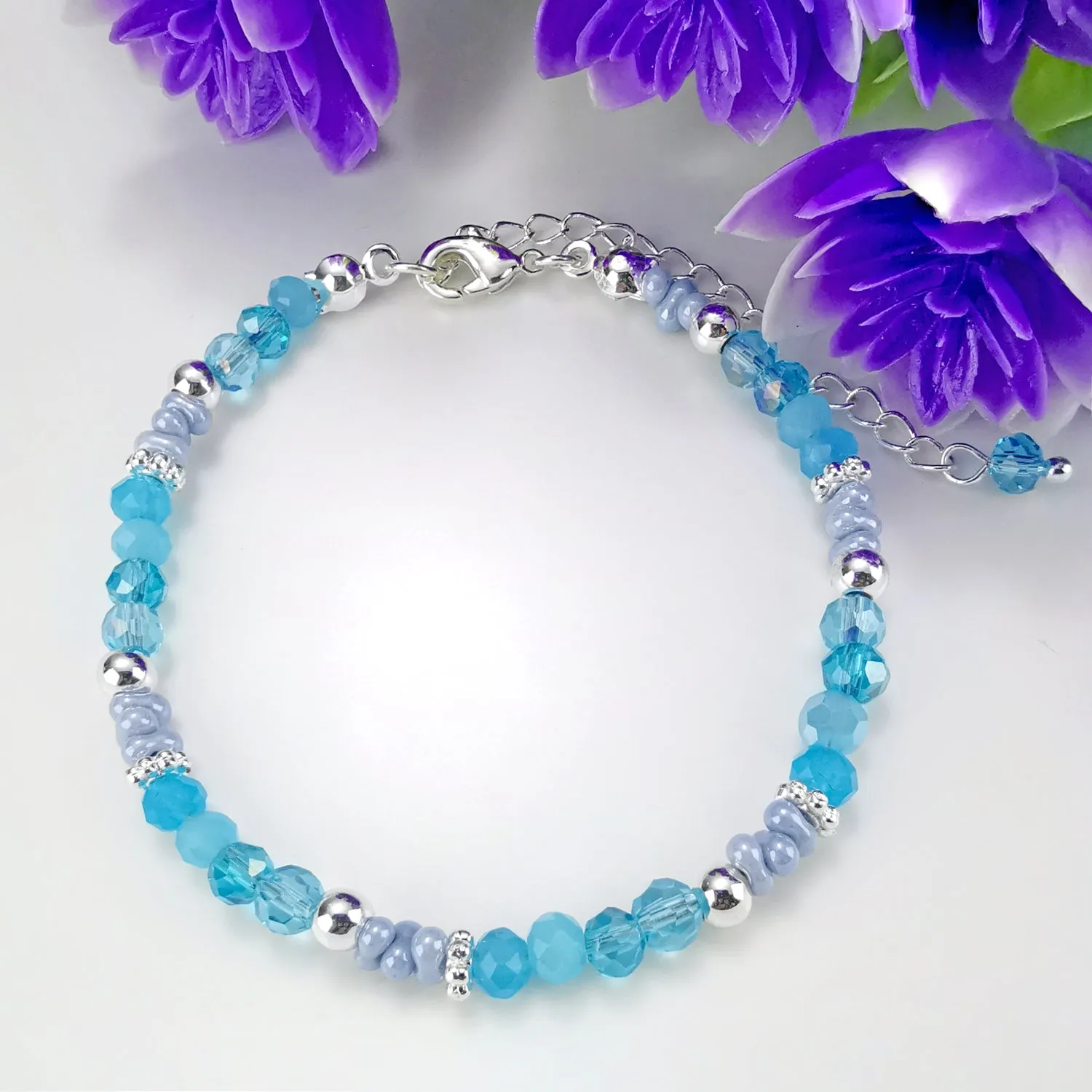 Watery Wonder Nymph Sandy Toes Blue Crystal Gemstone - Bless4Happy Handmade Bracelet