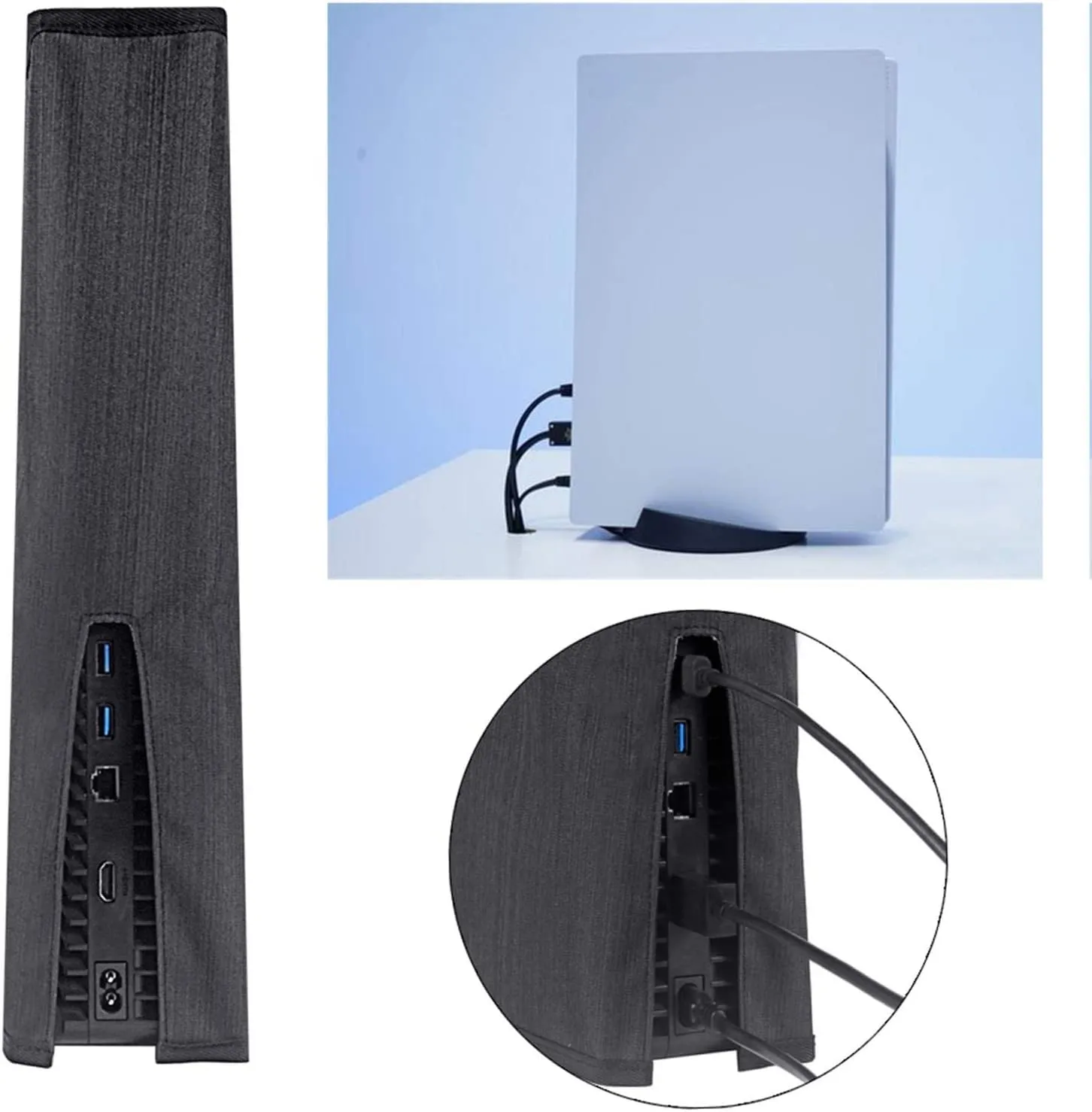 Wedorat Dust Cover for ps5 Dust Cover Protectors for Playstation 5 Game Console Skin Waterproof Nylon Dust Cover Sleeve for PS5 Accessories Soft Neat Lining Dust Guard Black