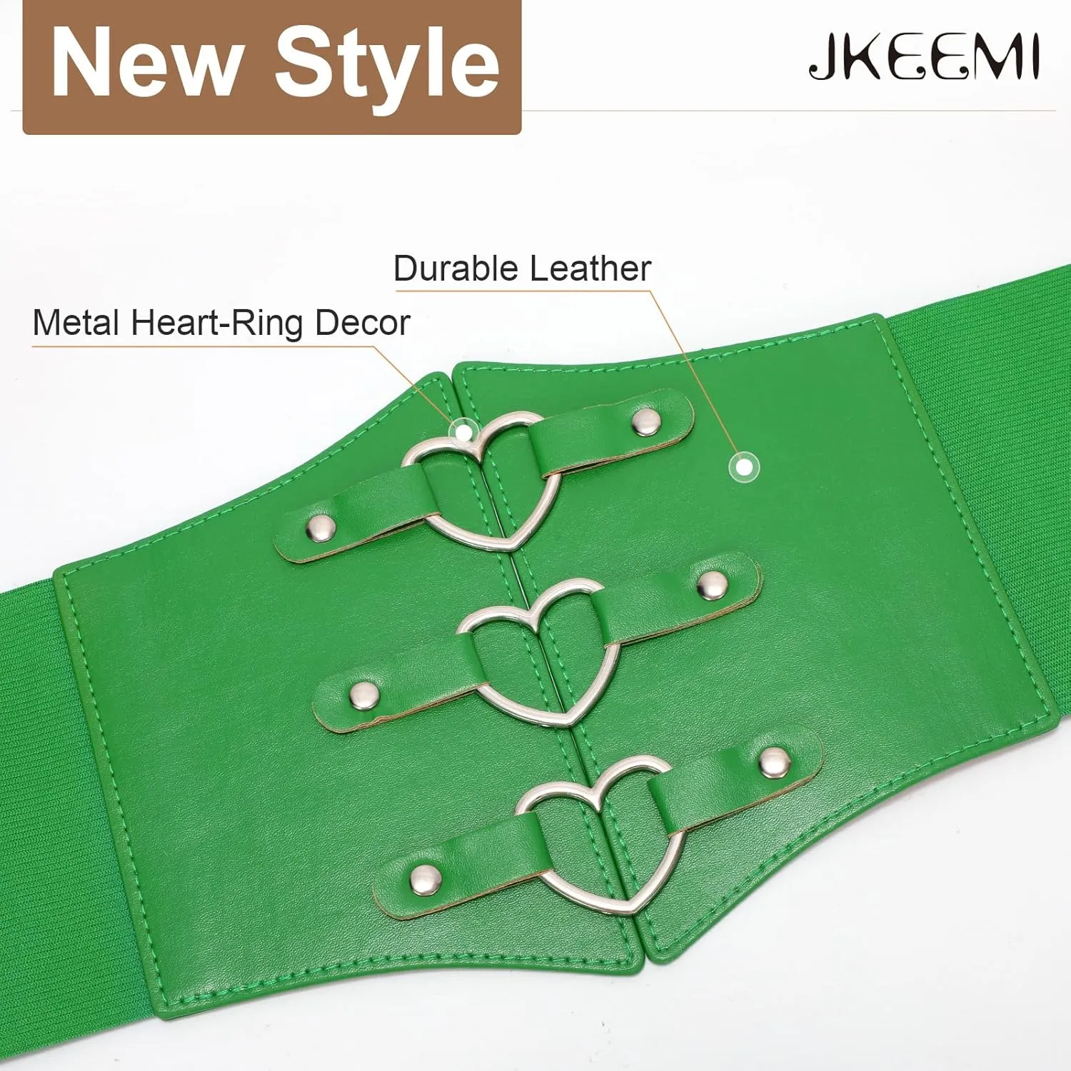 Women Corset Belt Metal O-Ring Heart-Ring Wide Elastic Waspie Waist Belt for Daily Cosplay Halloween Costumes