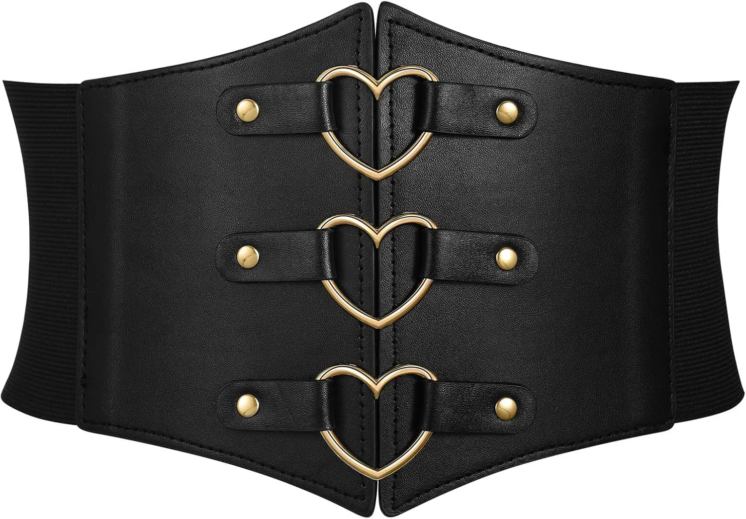 Women Corset Belt Metal O-Ring Heart-Ring Wide Elastic Waspie Waist Belt for Daily Cosplay Halloween Costumes