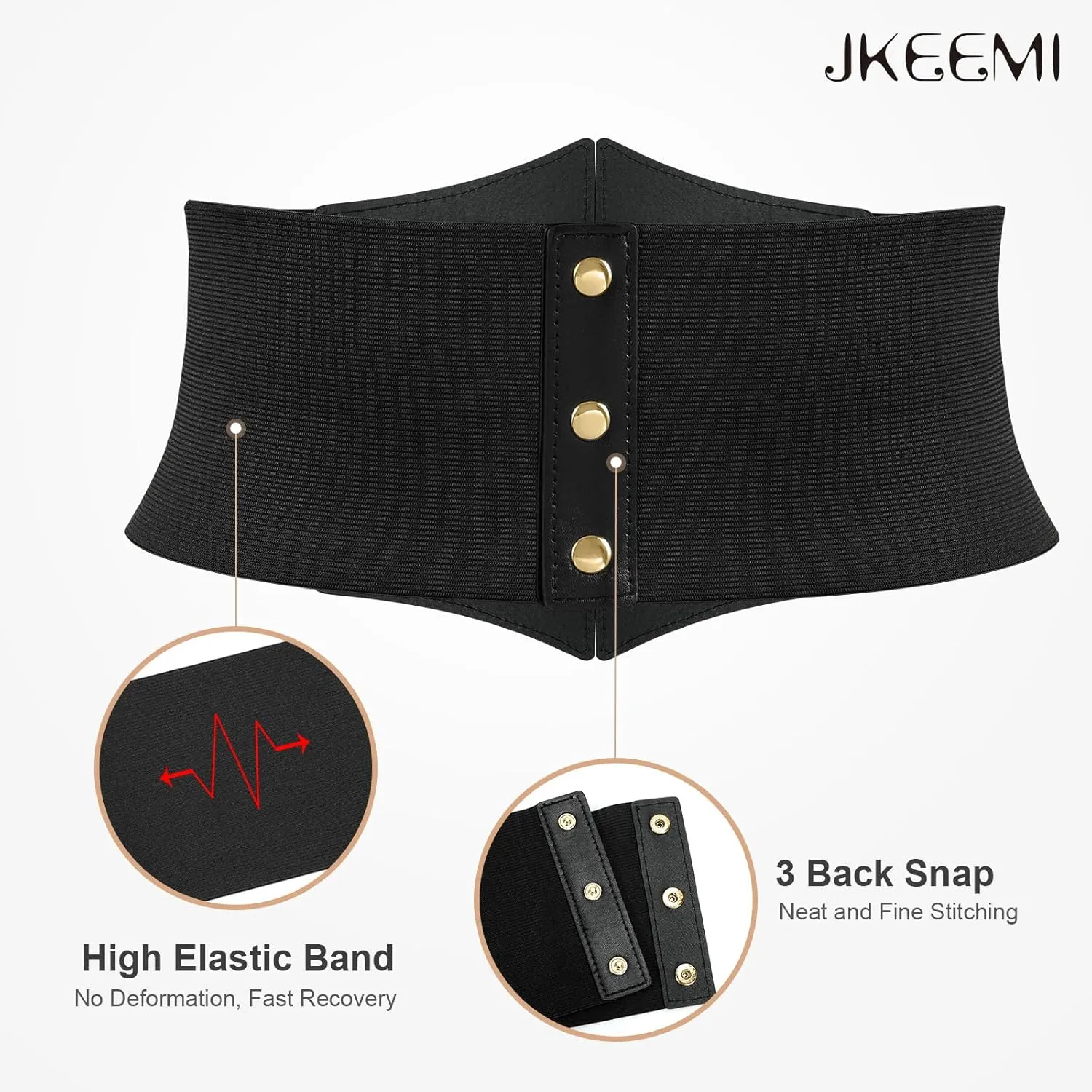 Women Corset Belt Metal O-Ring Heart-Ring Wide Elastic Waspie Waist Belt for Daily Cosplay Halloween Costumes