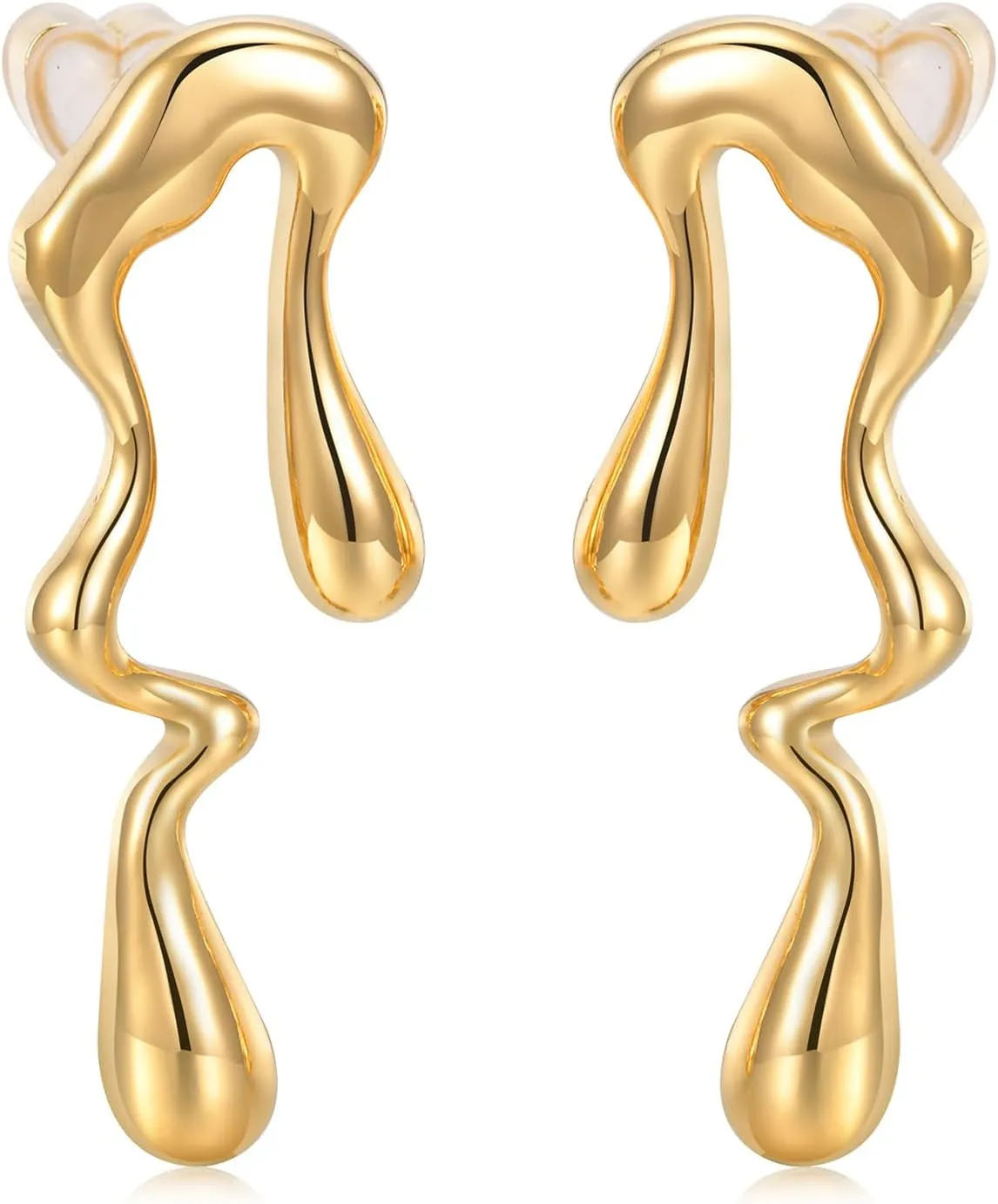 Womens Gold Studs Earrings, 14K Gold Plated Personality Big Stud Earring,Stainless Steel Hypoallergenic Ear Rings Trendy Jewelry,Christmas Birthday Gifts for Her Girlfriend Sister