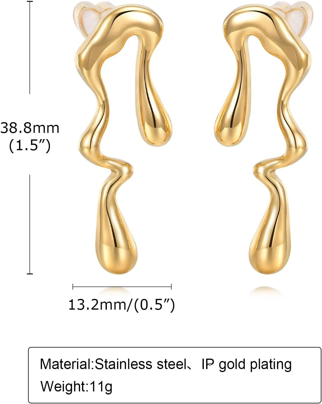 Womens Gold Studs Earrings, 14K Gold Plated Personality Big Stud Earring,Stainless Steel Hypoallergenic Ear Rings Trendy Jewelry,Christmas Birthday Gifts for Her Girlfriend Sister