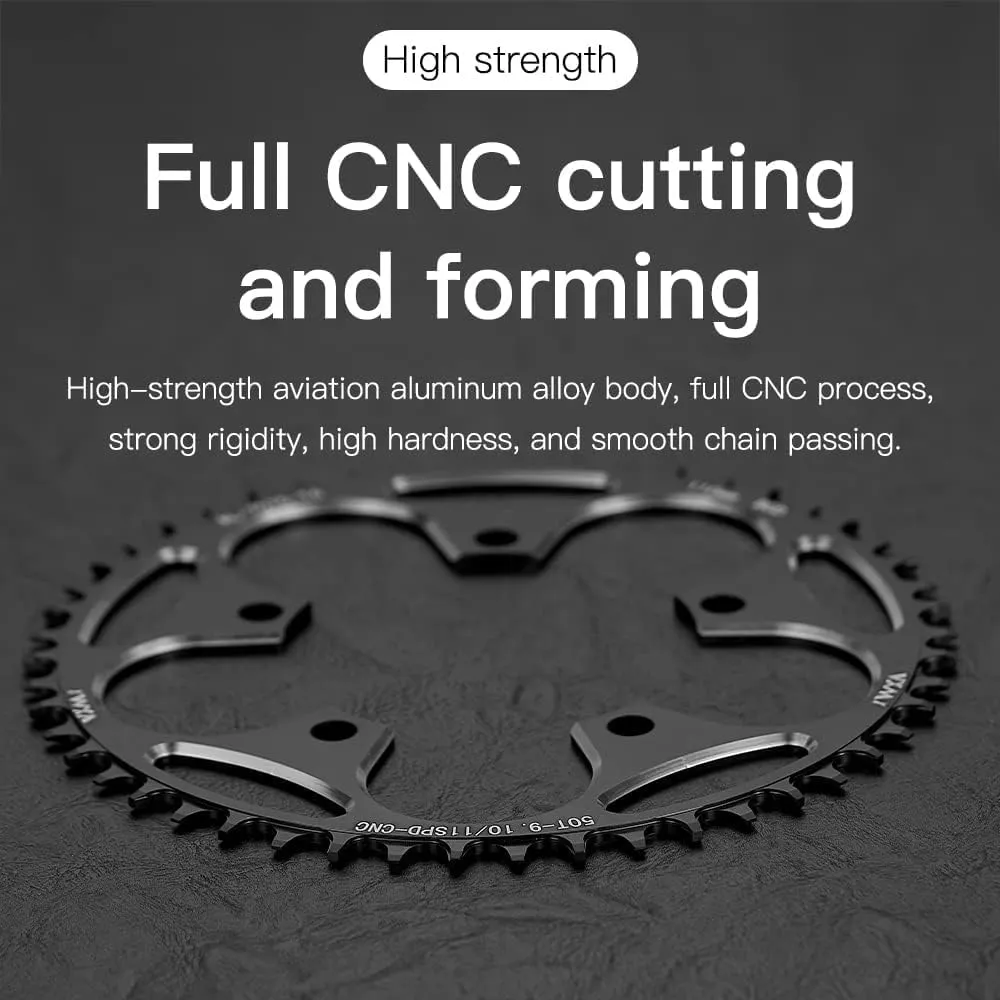 YBEKI 110BCD Chainring - CNC Machined 7075-T6 Aluminum Narrow-Wide Chainwheel for Road Bikes (36-58T Options) | 8-12 Speed Compatible | Ultra-Lightweight | Anti-Drop Design  (Black/Red)