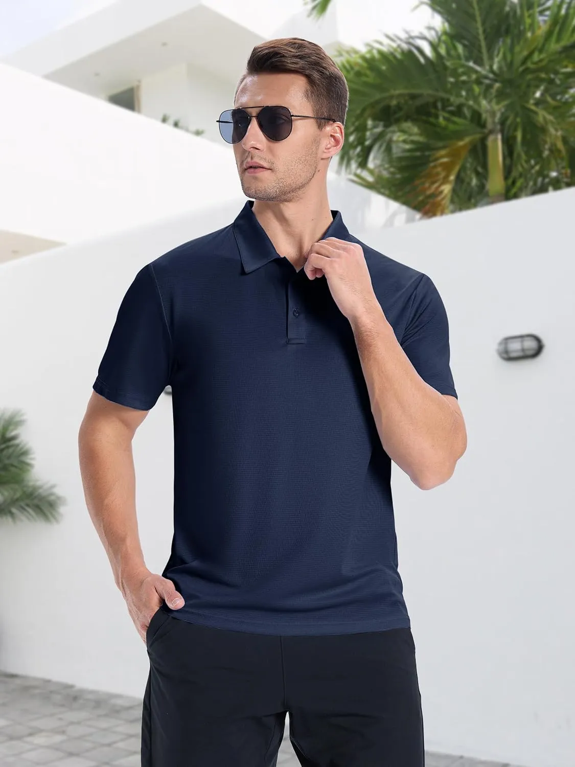 ZITY Mens Polo Shirts Short Sleeve Performance Moisture Wicking Work Golf Shirt