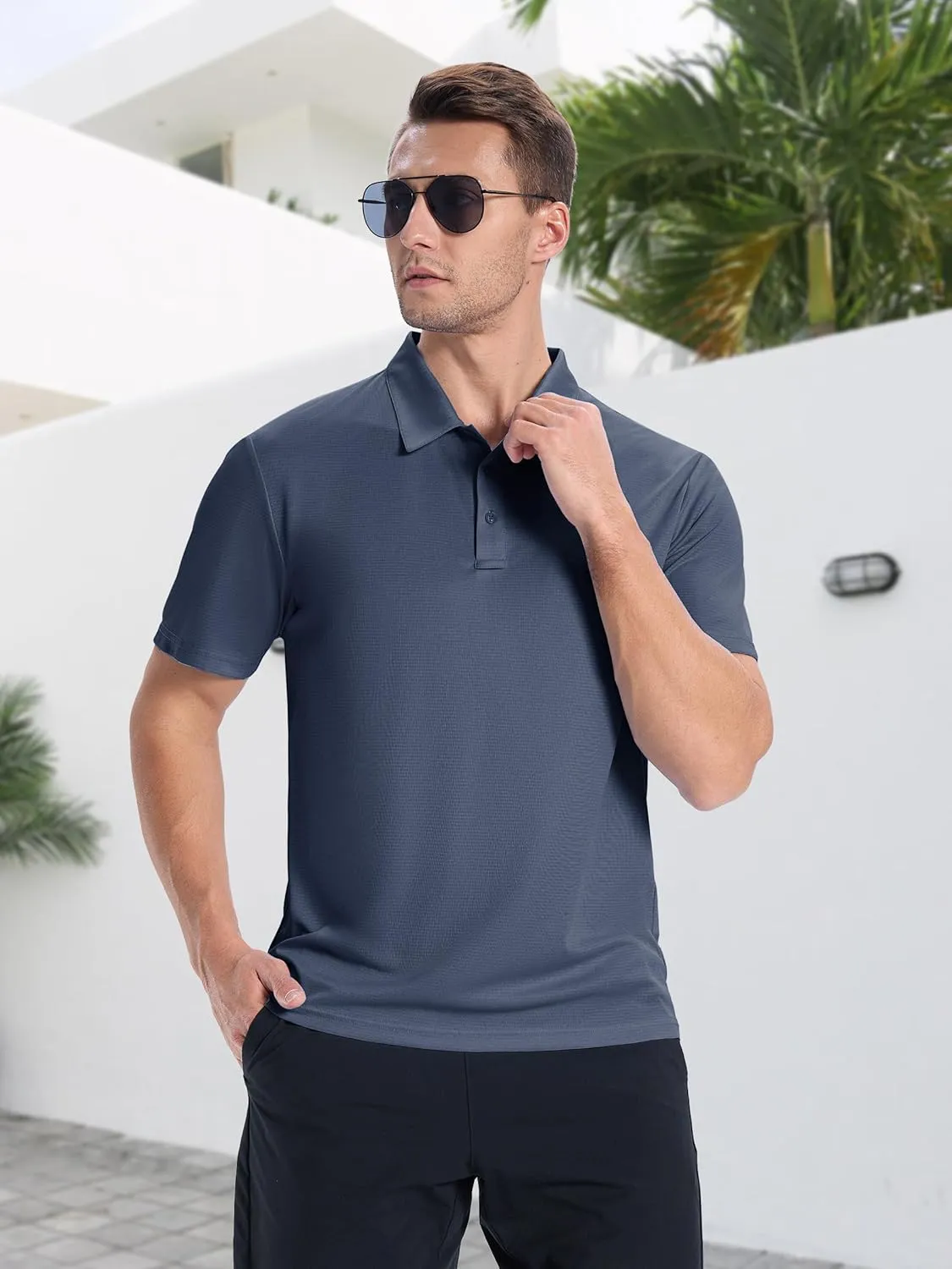ZITY Mens Polo Shirts Short Sleeve Performance Moisture Wicking Work Golf Shirt