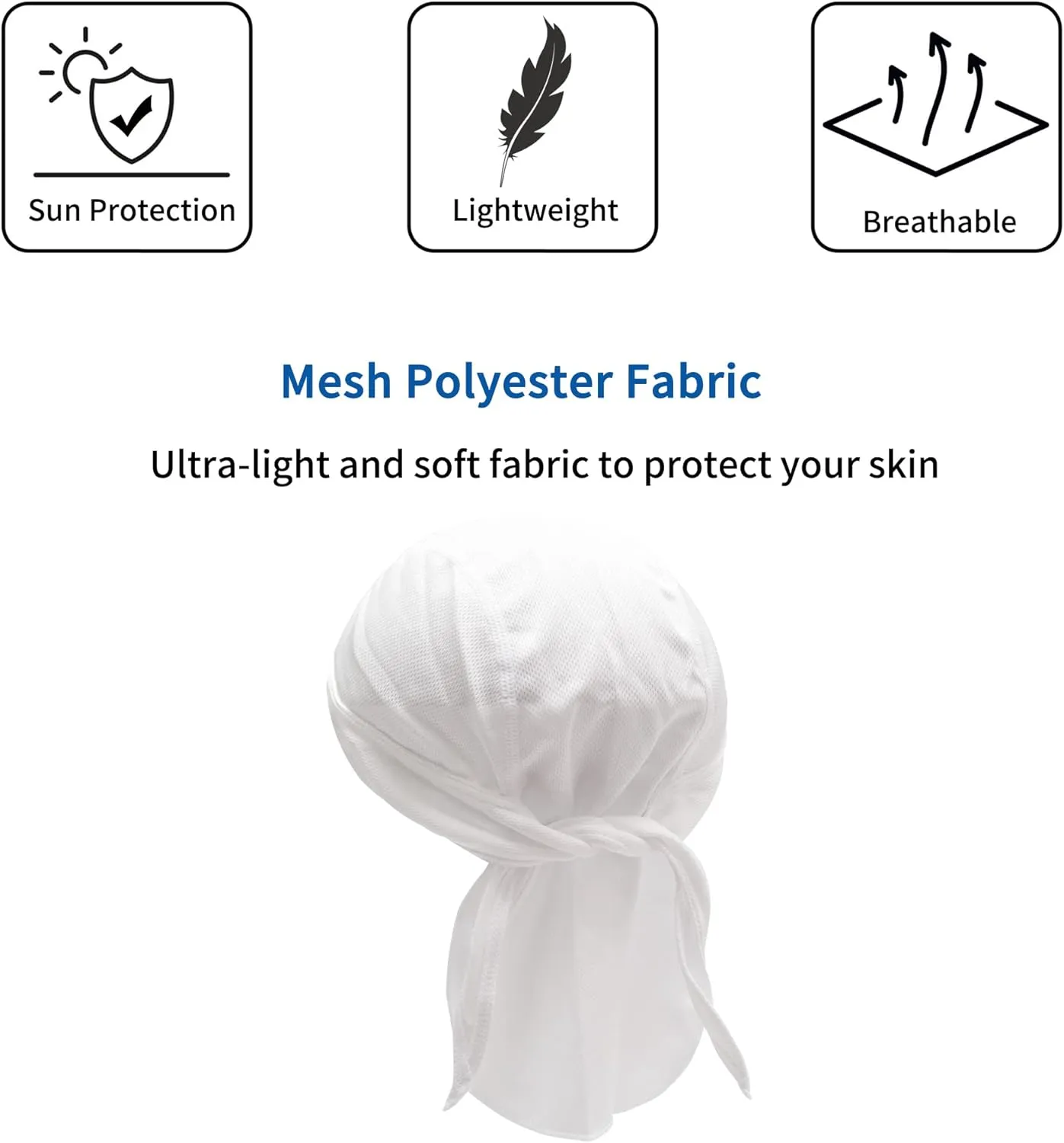 ZLYC Sweat Wicking Do Rags Skull Cap for Men Women Thin Dew Rag Bandana Cycling Helmet Liner Beanie