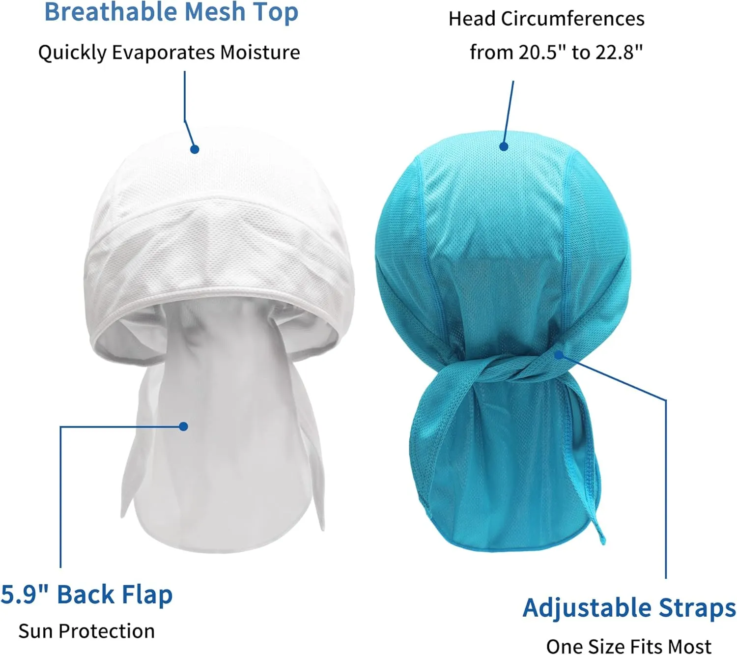 ZLYC Sweat Wicking Do Rags Skull Cap for Men Women Thin Dew Rag Bandana Cycling Helmet Liner Beanie